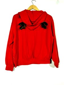 Red Printed Loose Fit Hoodie (Women&#39;s)