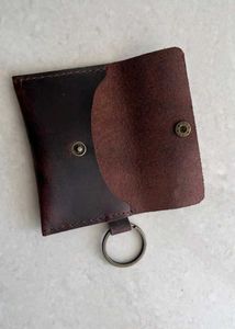 Brown Leather Wallet Keychain Bag