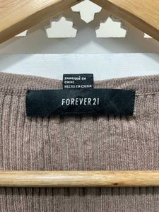 Forever 21 Ribbed V Neck Long Sleeves Top  A