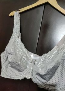 Grey Elegant Polka Dot Bra For 46 DD Bust