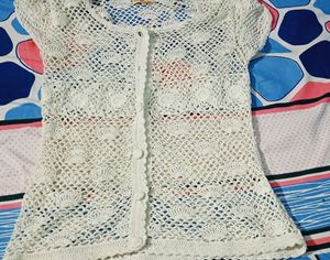 White Crochet Top