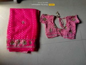 Magenta Heavy Stone Work Saree