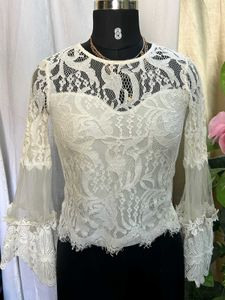 Embroidered Net Top