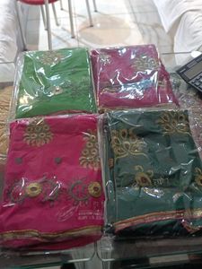Embroidered Saree 4pc Combo