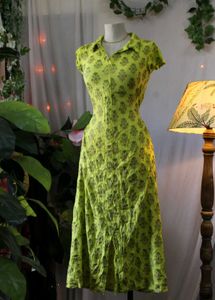 Green Floral Midi Dress