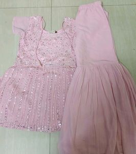 Pink Embellished Sharara Suit