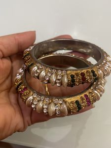 Beautiful Jaipuri Kade with pearl and multicolour stones