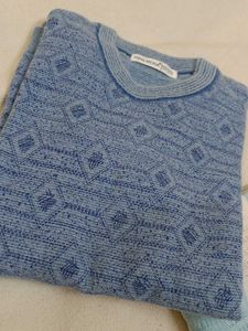 Unisex Blue Patterned Knit Tops- set of two