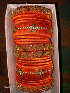 Orange Bangle Set with Hair Band