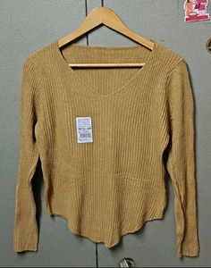 Ribbed Long Sleeve V-Neck Top