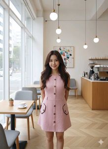 Cute Pink Dress and blue sweater
