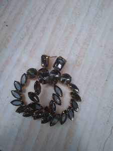 ✨ Statement Black Crystal Hoop Earrings ✨