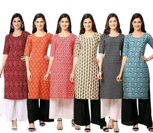 Assorted Print Cotton Kurtis - Set of 7