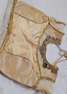 Golden Blouse With Mirror Design