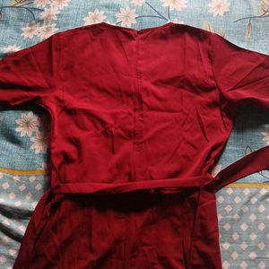 Burgundy V-Neck Jumpsuit