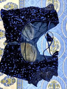 Sparkling Navy Sequin Blouse