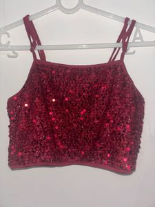 Sparkly Red Crop Top
