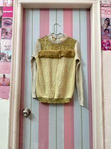 Elegant Lace & Faux Fur Sweater