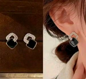 Geometric Rhinestone Drop Earrings