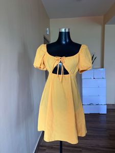 Yellow Cutout Mini Dress