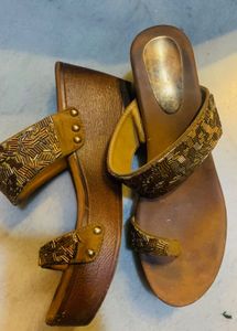 Vintage Brown Wedge Sandals
