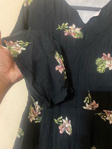 New Long Floral Black Frock