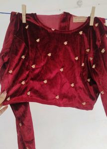 Velvet Embroidered Blouse