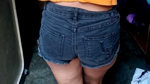 midrise Mini jean shorts