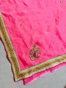 Pink Embroidered Saree combo