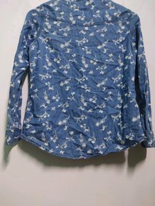 Max Blue Top With White Printed Flowers Women
