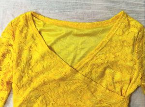 Y2K Yellow Lace Top Vintage