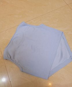 Blue V Shape Bottom Crop Top
