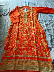 Orange Stitch Kurti