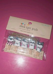 Cute Cats Wooden Paper Clips 🐱