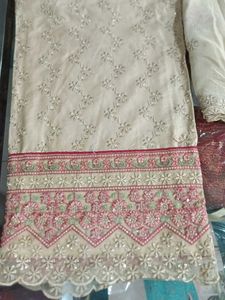Cream Embroidered Salwar Kameez Suit