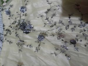 Elegant Silver &amp; Cream Ethnic Gown