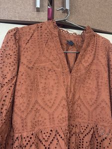 Brown Embroidered Top
