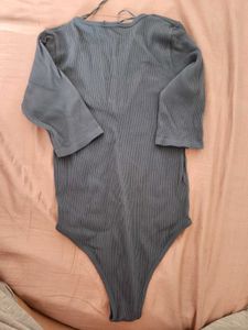 Zara Ribbed Bodysuit - V Neck