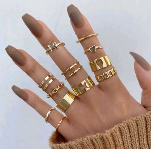 Gold Plated 12 Pcs Stackable Rings