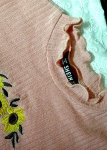 Pinteresty Shein Pink Sunflower Ribbed Top