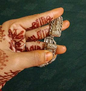 Golden Bangles And Silver Bracelet Set