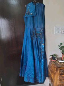 Elegant Blue Ethnic Gown With Tag &amp; 4 Inch Margin