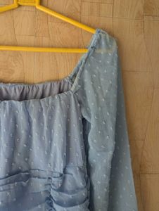 Blue solid sheath dress