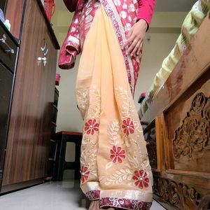 Maroon &amp; Gold Partywear Saree