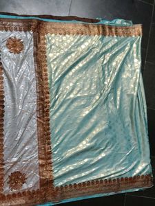 Elegant Blue &amp; Silver Saree