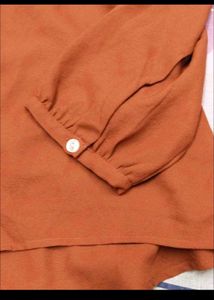 Rust V-Neck Long Sleeve Top