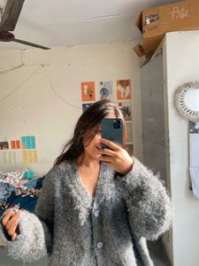 Fluffy Grey Cardigan