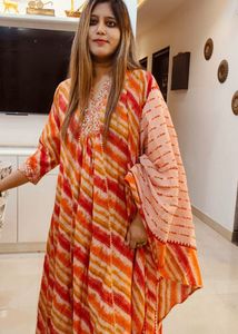 Striped Print Cotton Khadi Kurta Set
