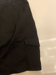 Black Cargo Mini Skirt