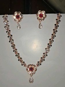 Rose Gold Necklace &amp; Earring Set
